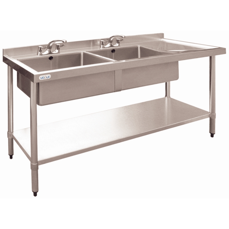 Modena Double Bowl Sink right hand drain 1800w x 600d x 930h. M908. Free Taps worth £50